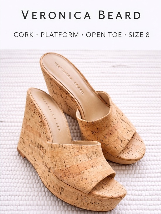 Veronica Beard Shoes - Veronica Beard Cork Platform Wedge Mules Open Toe Slide Sandals 8